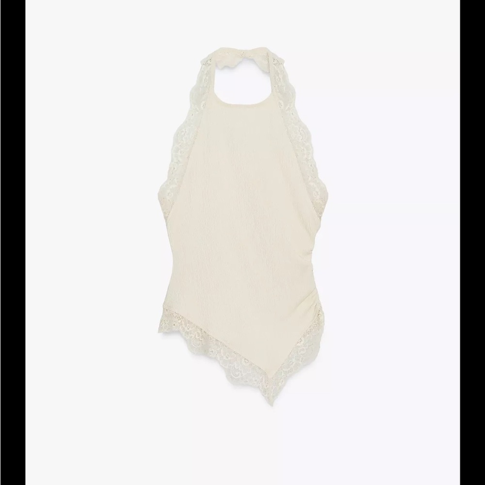 Elegant Cream Lace Halter Top
